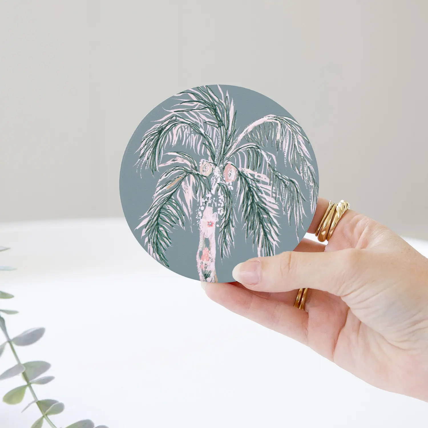 Love, Vera - Ceramic Coaster - Palm Tree - Image 2