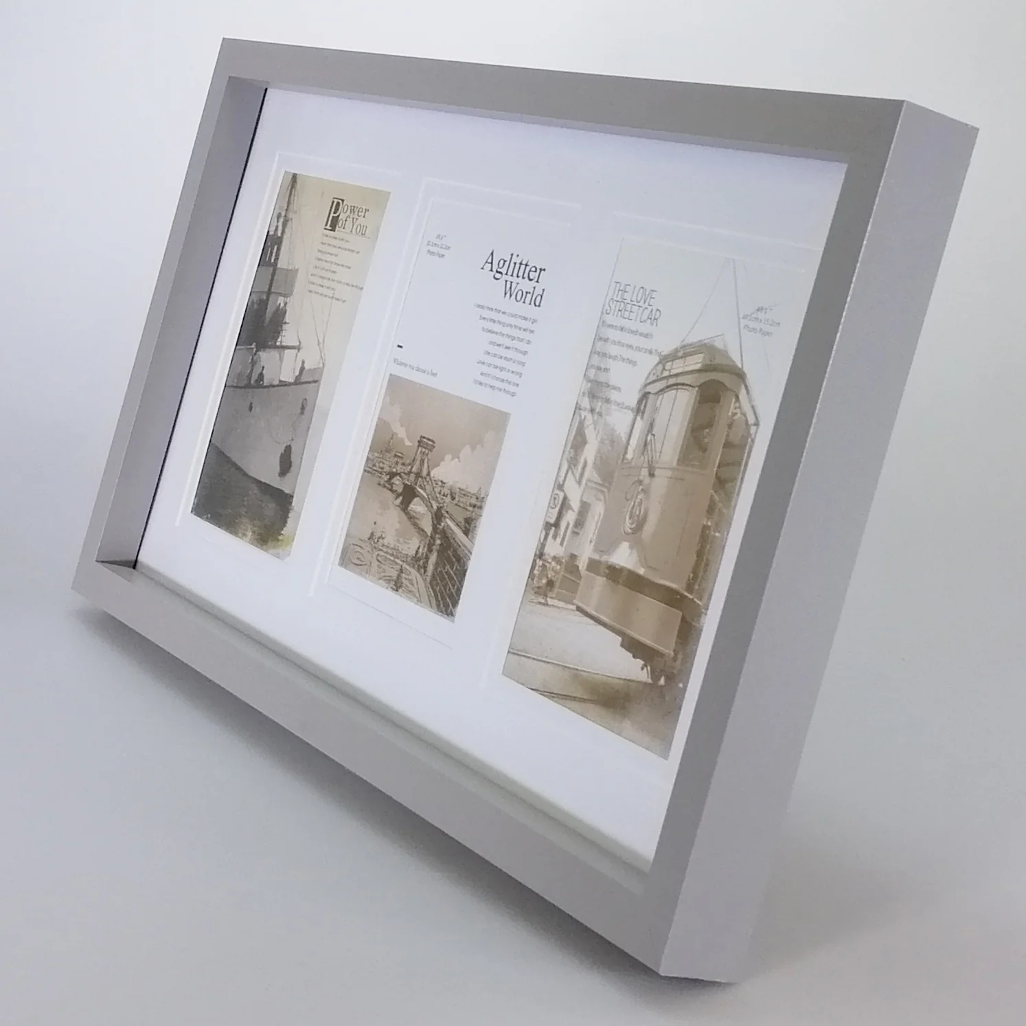 Matte Bevel Photo Frame - Grey - Three 6"x 4" Photos - Image 2