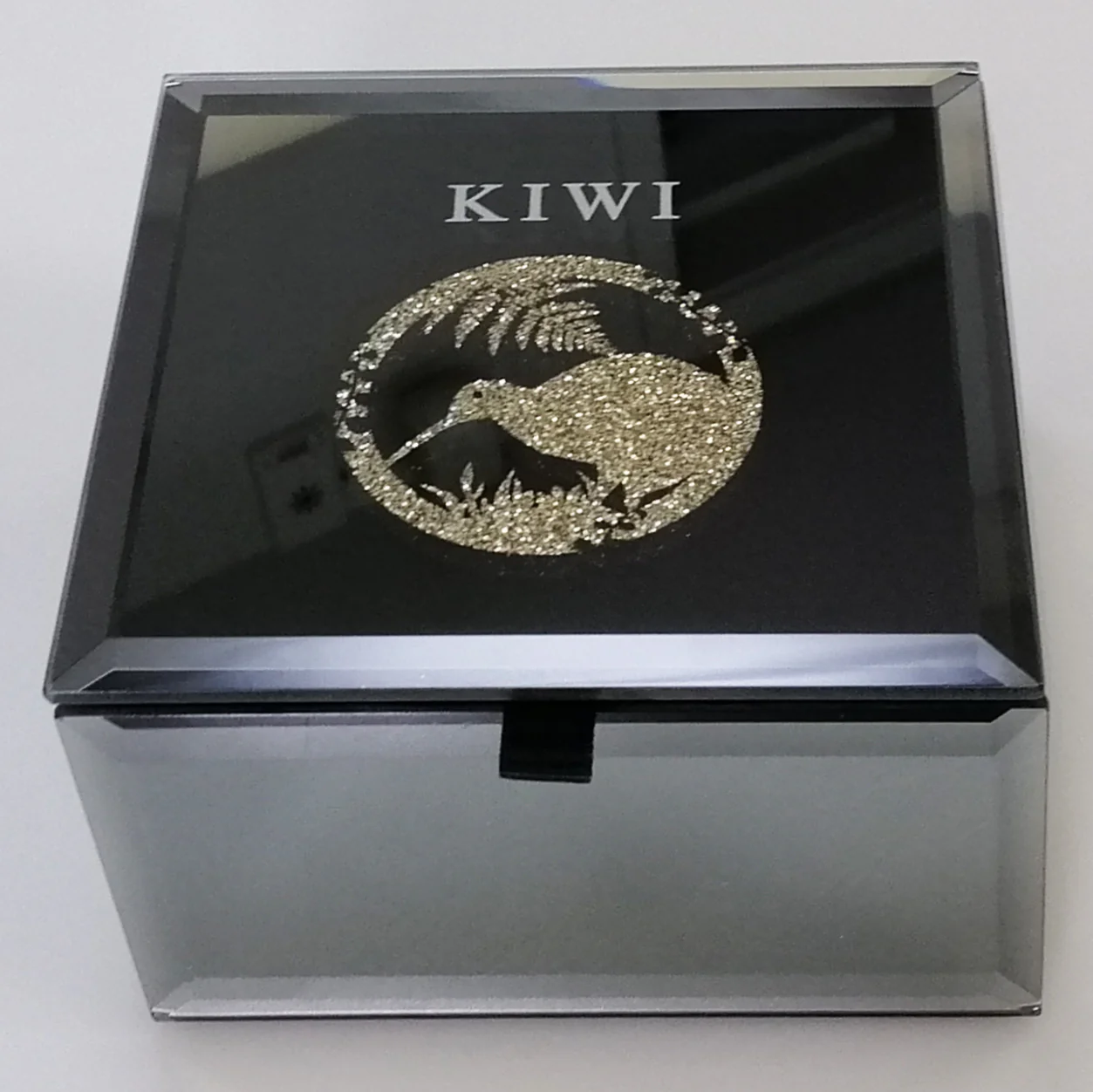 Mirror Multi-Crystal Kiwi Medium Trinket Box