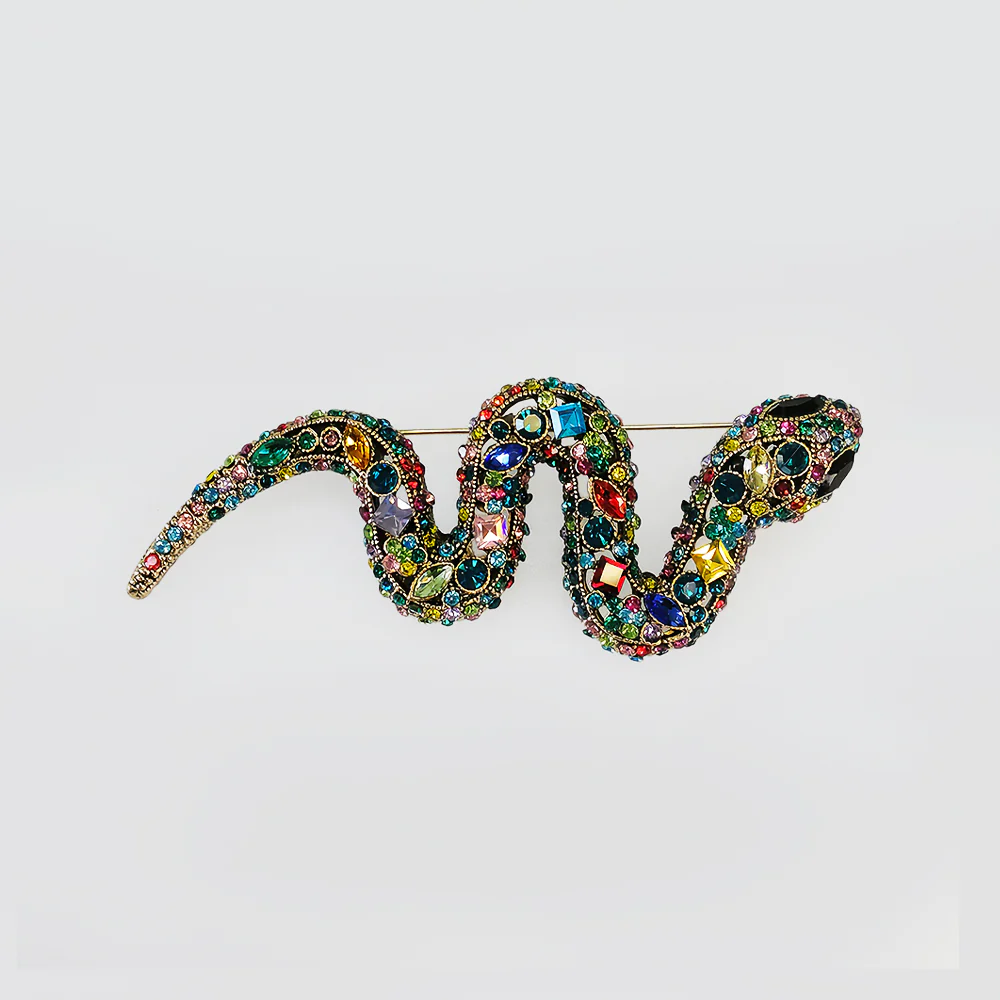 Multi-Coloured Snake Brooch