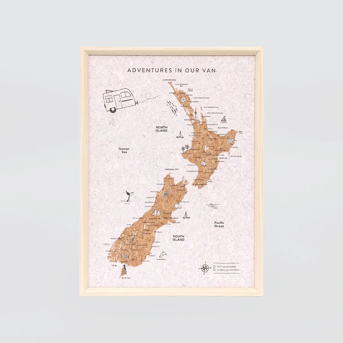 Cork Pin NZ Travel Map