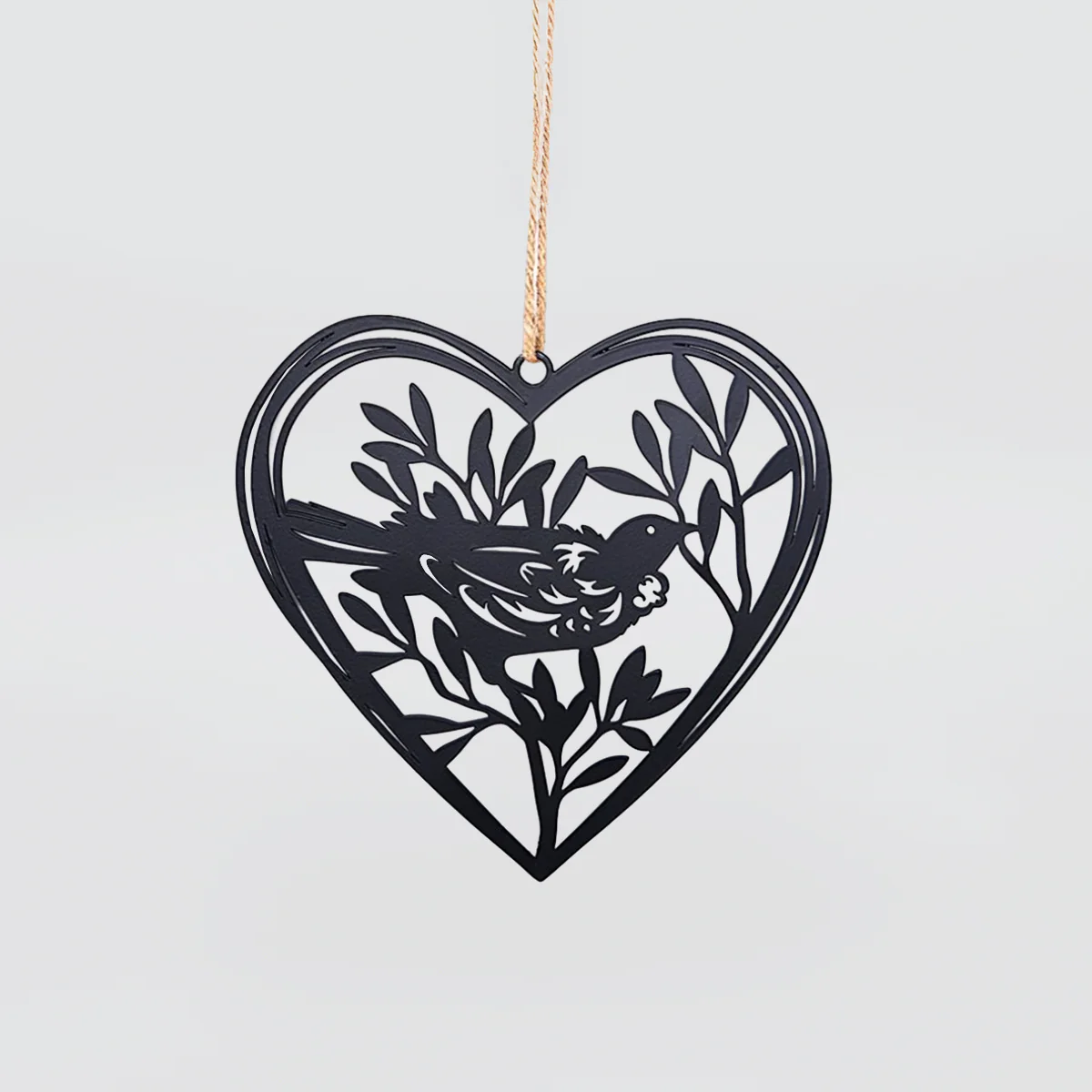NZ Hanging Metal Heart - 'Tui'