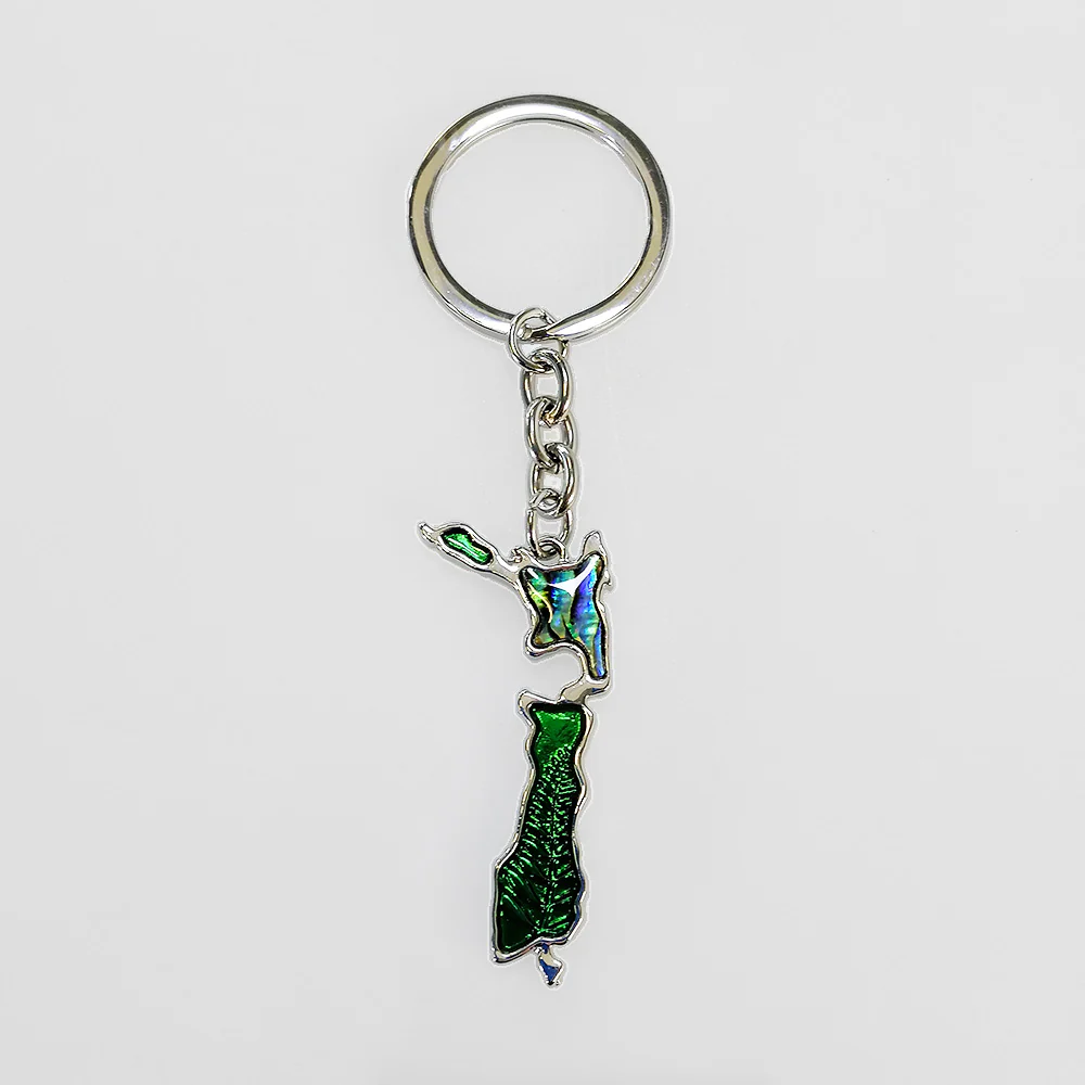 Stainless NZ Paua Map - Keyring