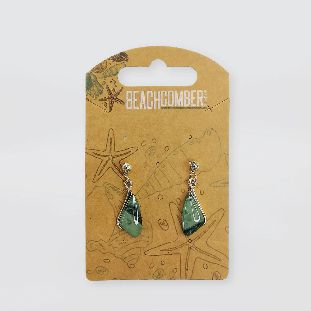 NZ Pounamu Earrings - 'Carved' - Image 2