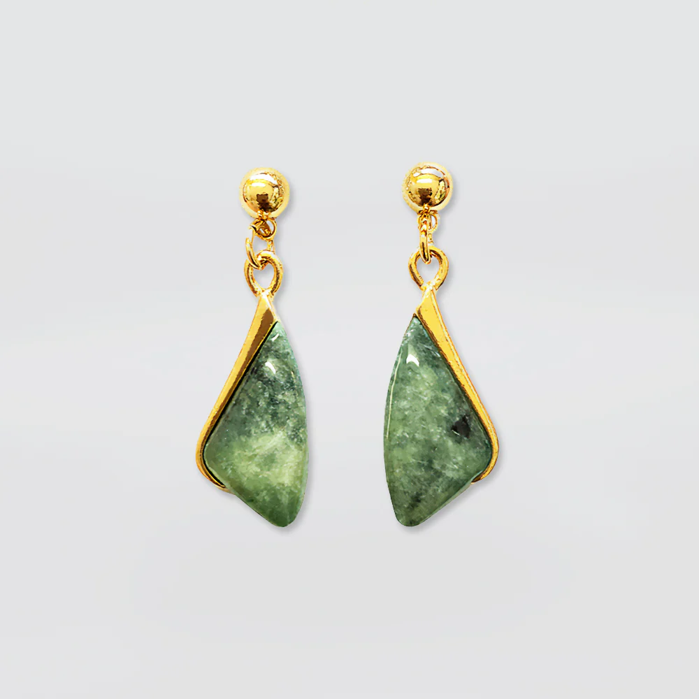 NZ Pounamu Earrings - 'Carved' - Image 3