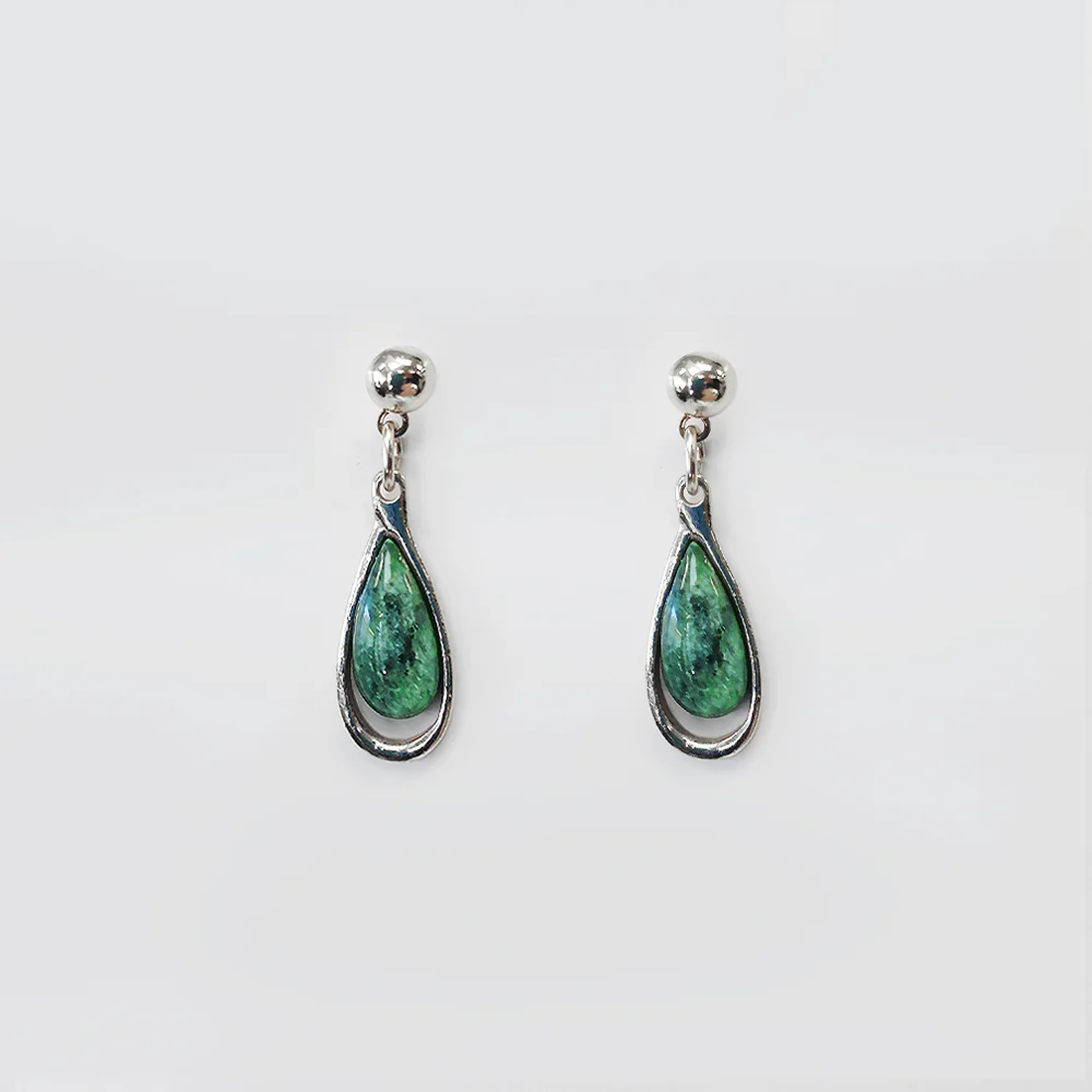 NZ Pounamu Earrings - 'Rounded' - Image 3