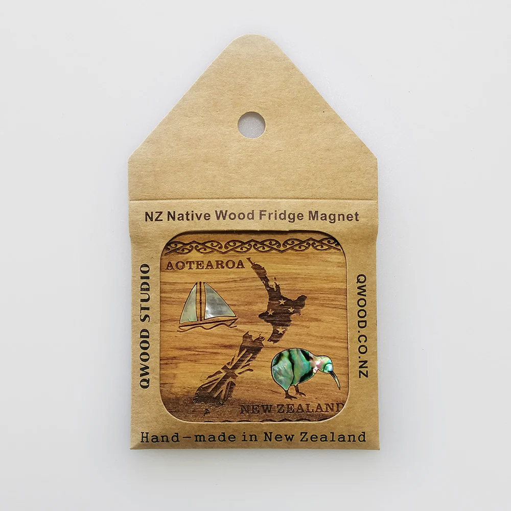 NZ Wood & Paua Magnet - Kiwi & NZ - Image 3