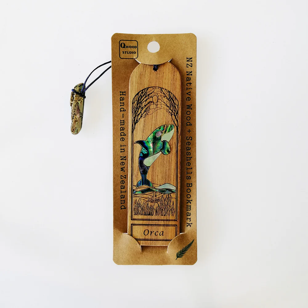 Orca Bookmark - Wood & Paua Shell - Image 4