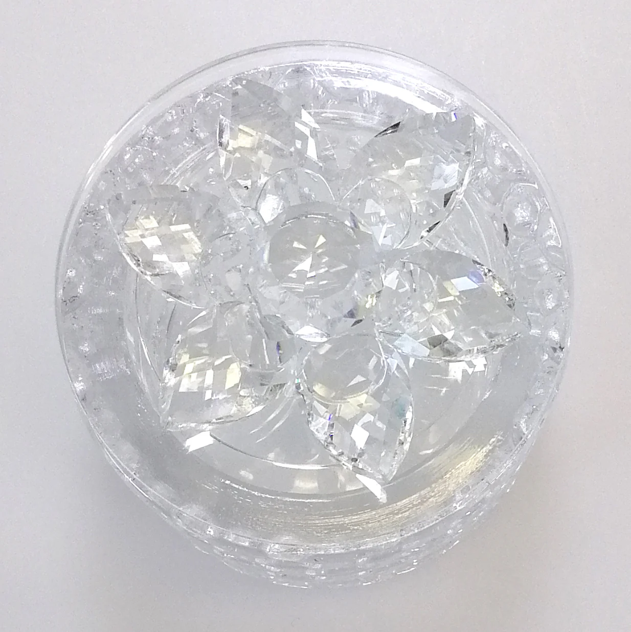 Patterned Glass Jar with Cut Glass Floral Lid - Image 3