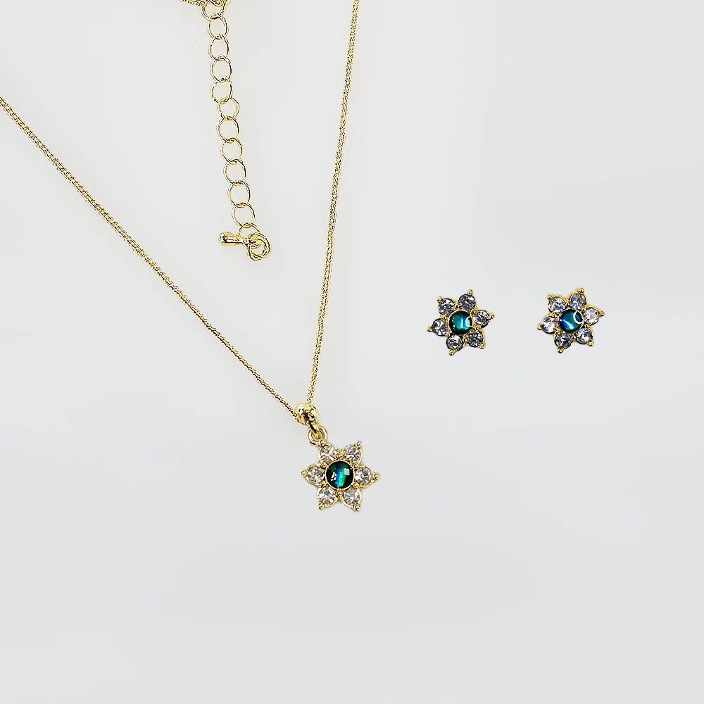 Gold Paua Jewellery Set - 'Flowers'