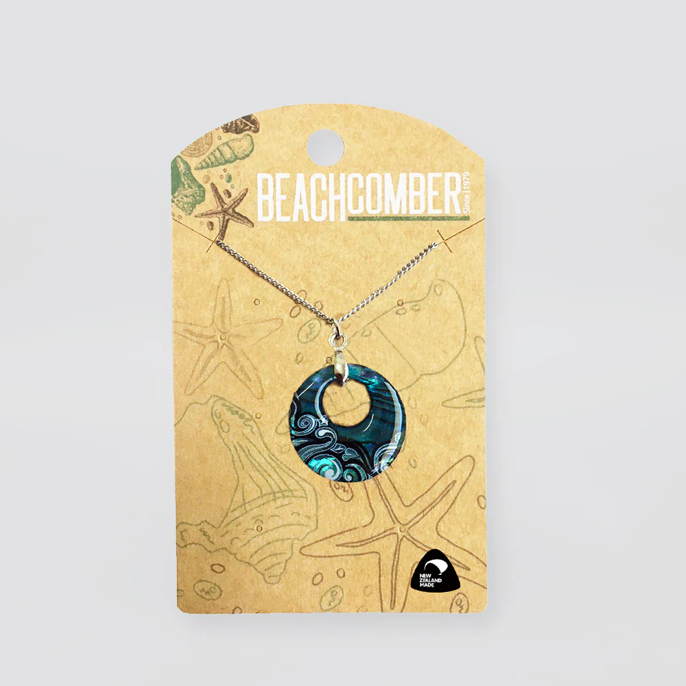 Paua Pendant 'Small Creole Waves'  - Silverstone - Image 2