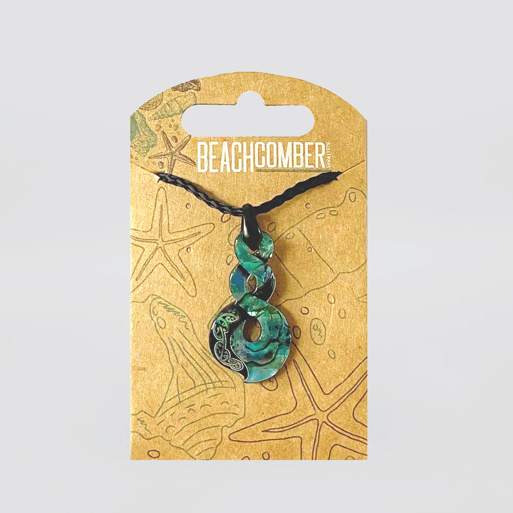 Paua Pendant '3 Twist' W/ Rope - Image 2