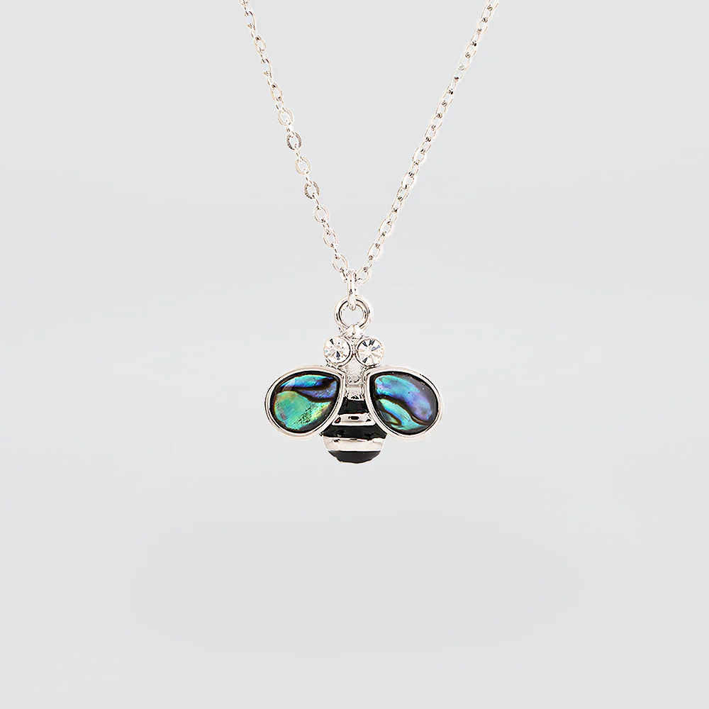 Paua & Rhinestone Bee Pendant
