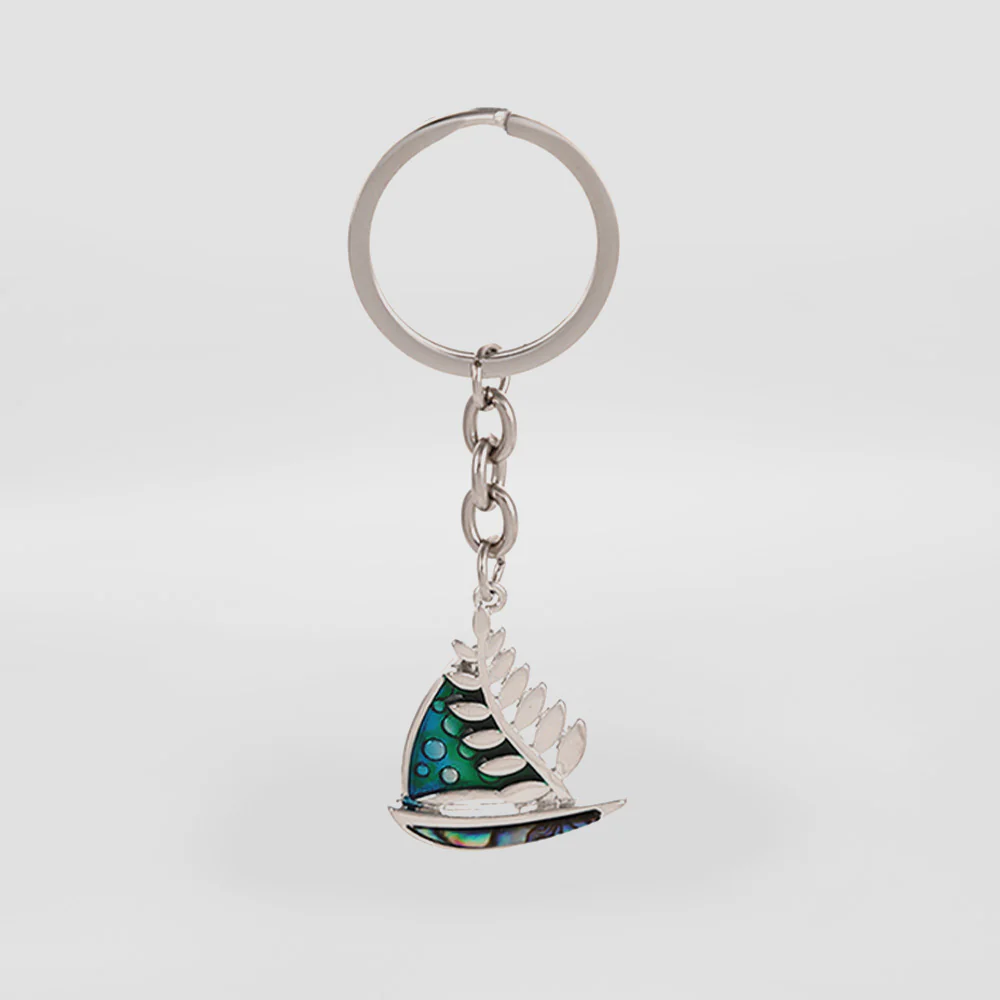 Paua Sailing Boat S/Steel Keyring