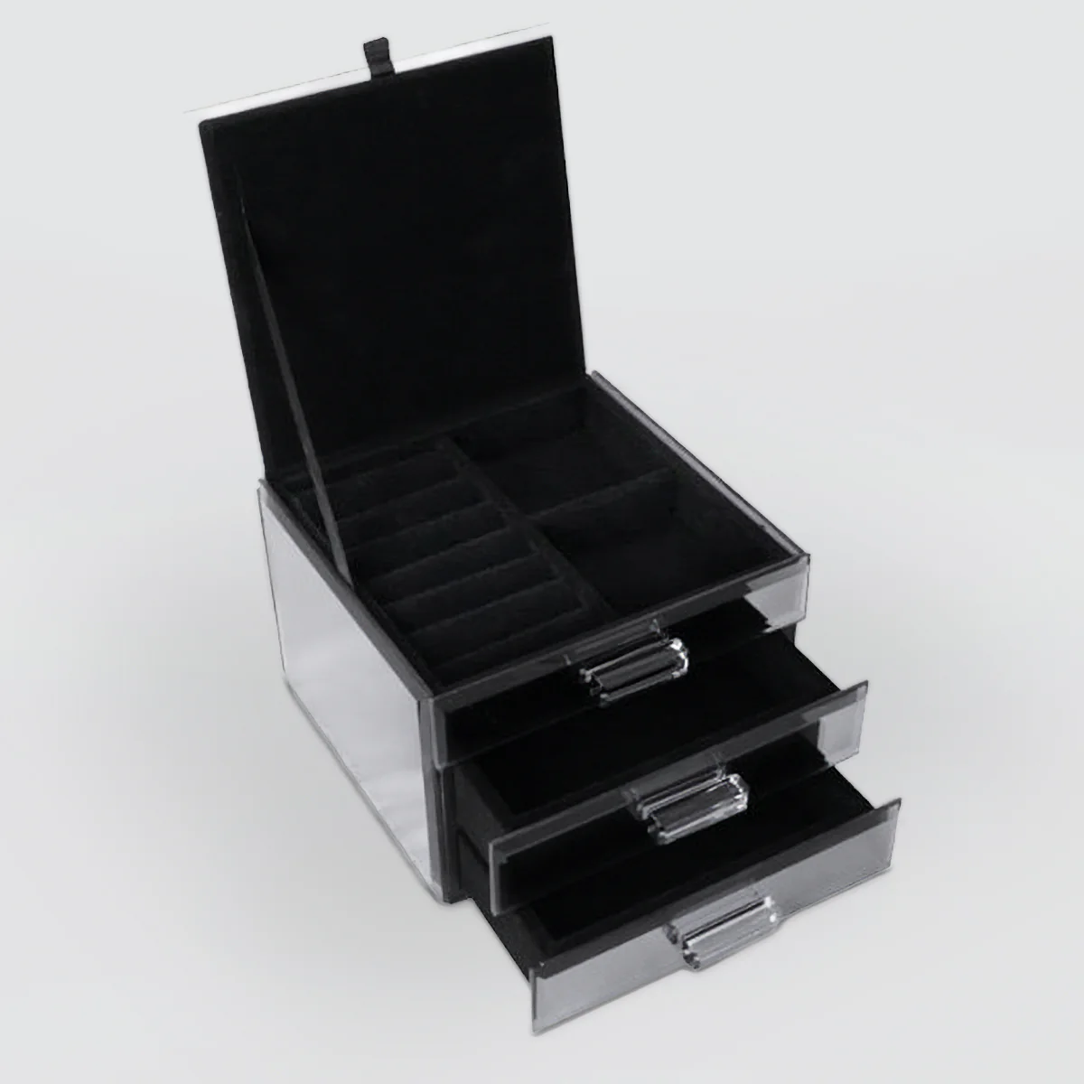 Peony Flower Glass Jewellery Box - 2 Drawer - Image 2