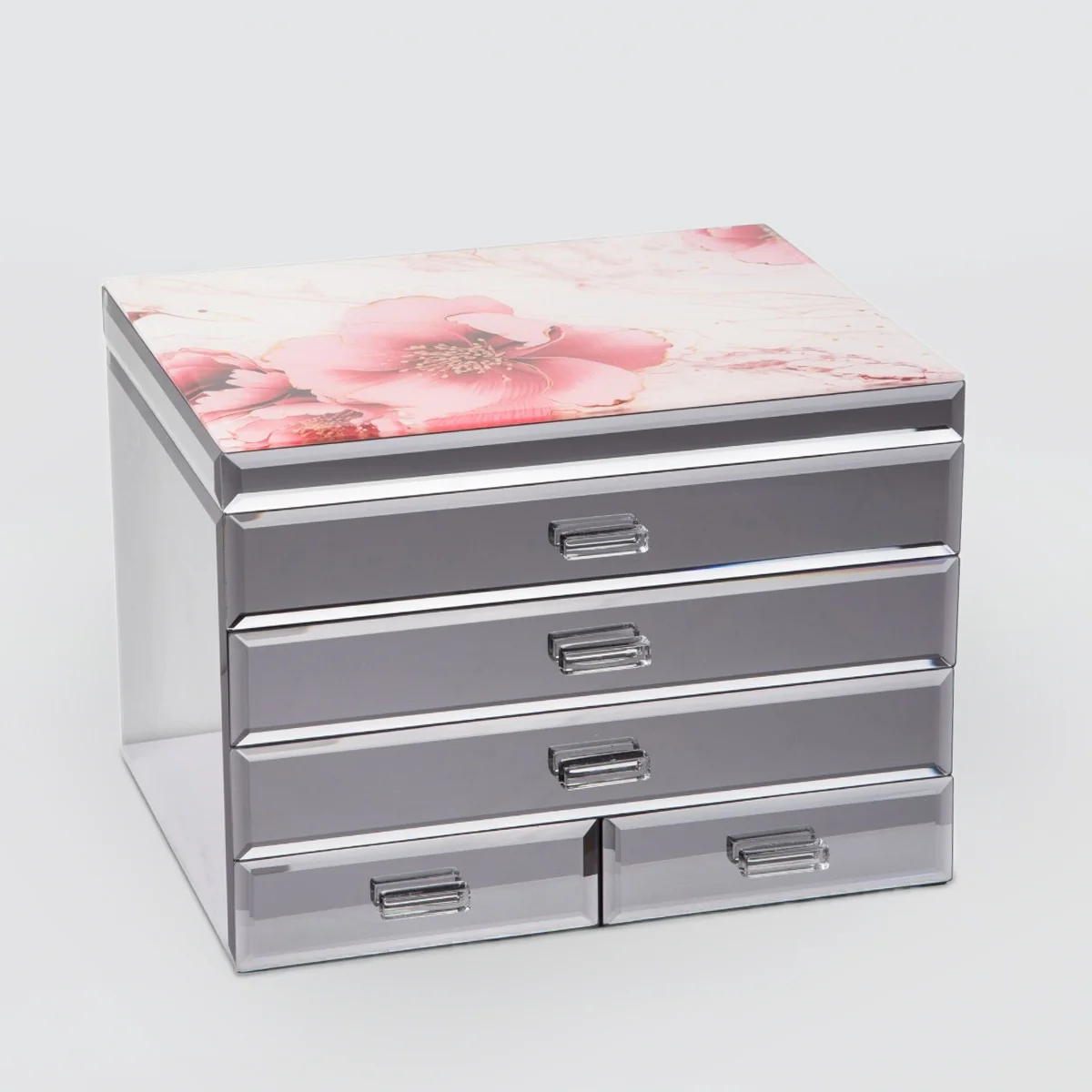 Peony Flower Glass Jewellery Box - Extra Large