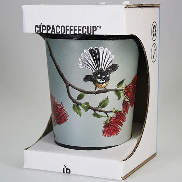 Reusable Coffee Cup - Pohutukawa and Fantail - Image 2
