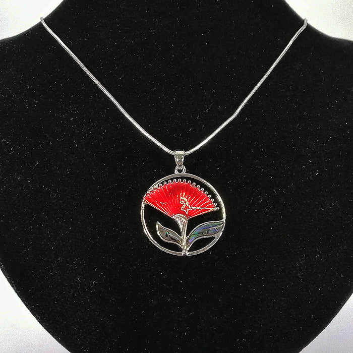 Pohutukawa Pendant with Paua - Image 2