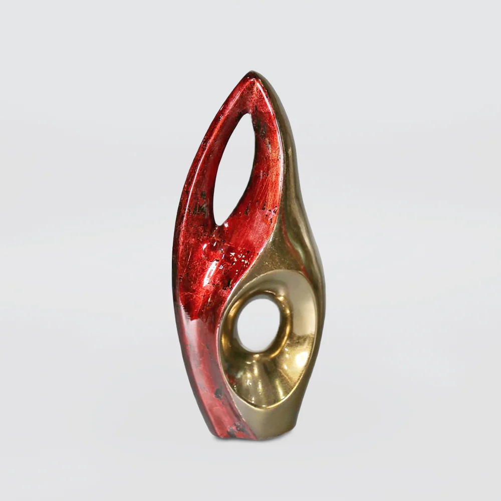 Red & Gold Mottle Sculpture - 31cm