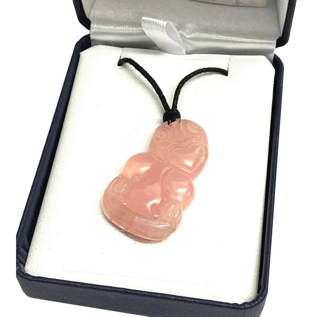 Rose Quartz Necklace - 'Hei Tiki' - Image 2