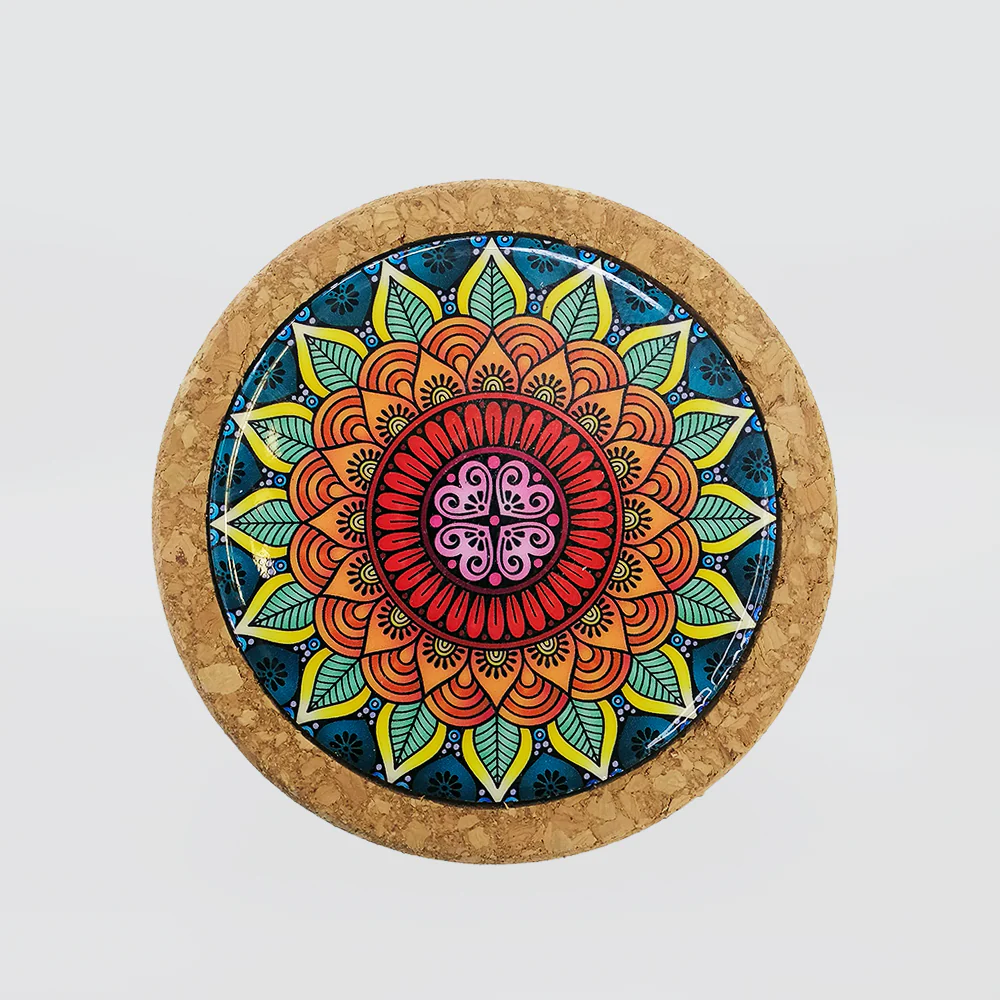 Round Floral Cork Coasters