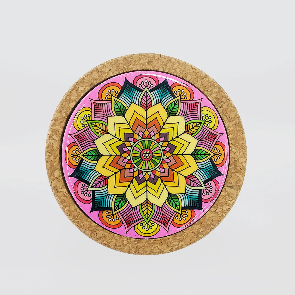 Round Floral Cork Coasters - Image 2