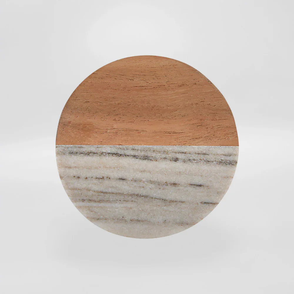 Round Marble & Acacia Coasters - Image 3