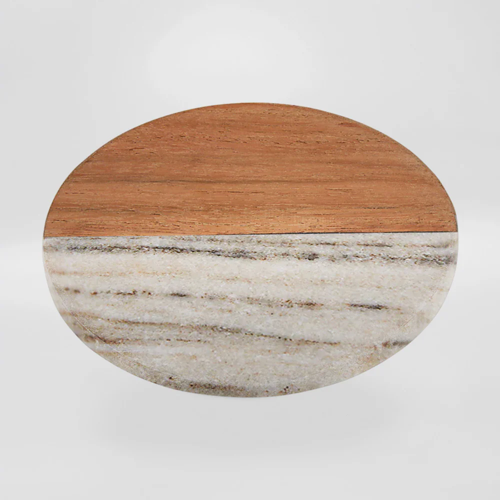 Round Marble & Acacia Coasters - Image 4
