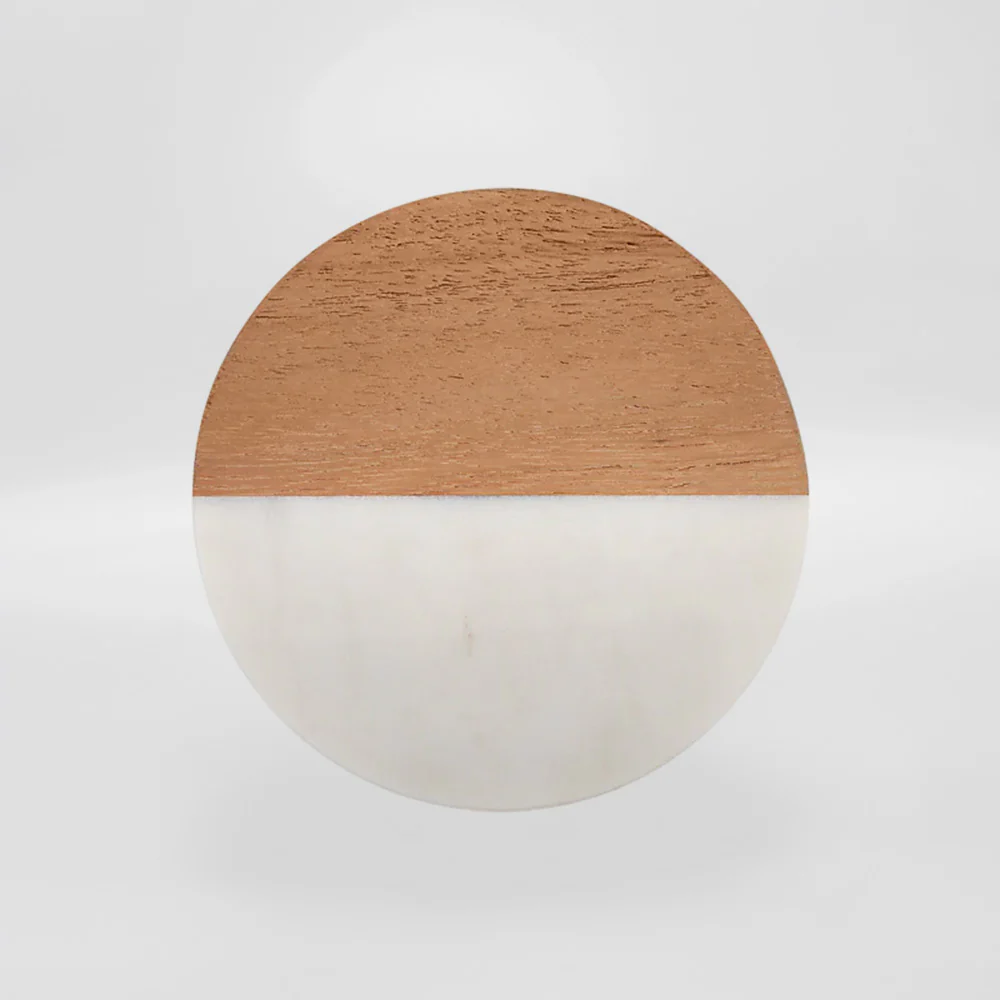 Round Marble & Acacia Coasters - Image 5