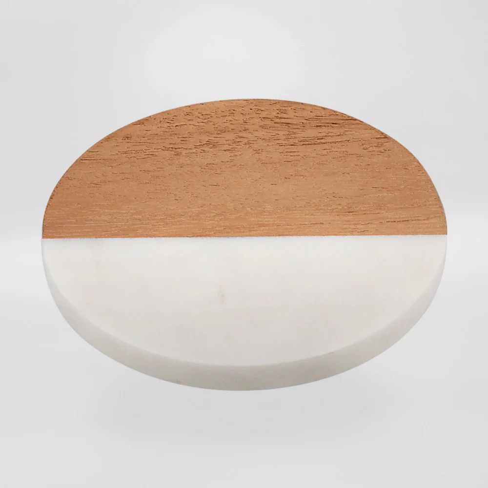 Round Marble & Acacia Coasters - Image 6