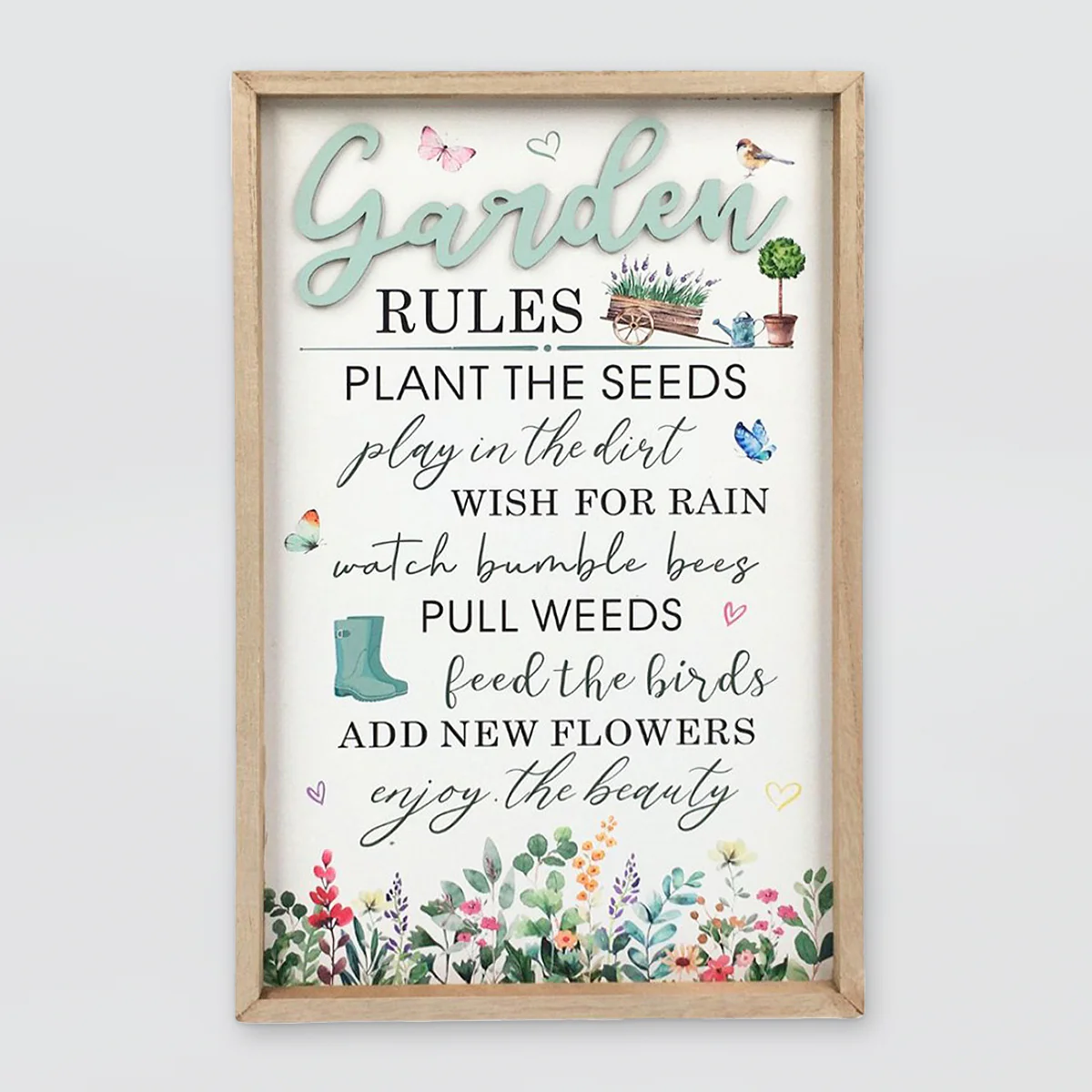 Rustic Garden Rules Sign - 25cm