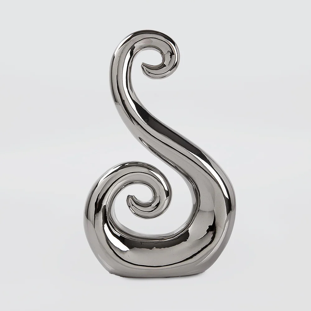 Silver Ceramic Koru - 30cm