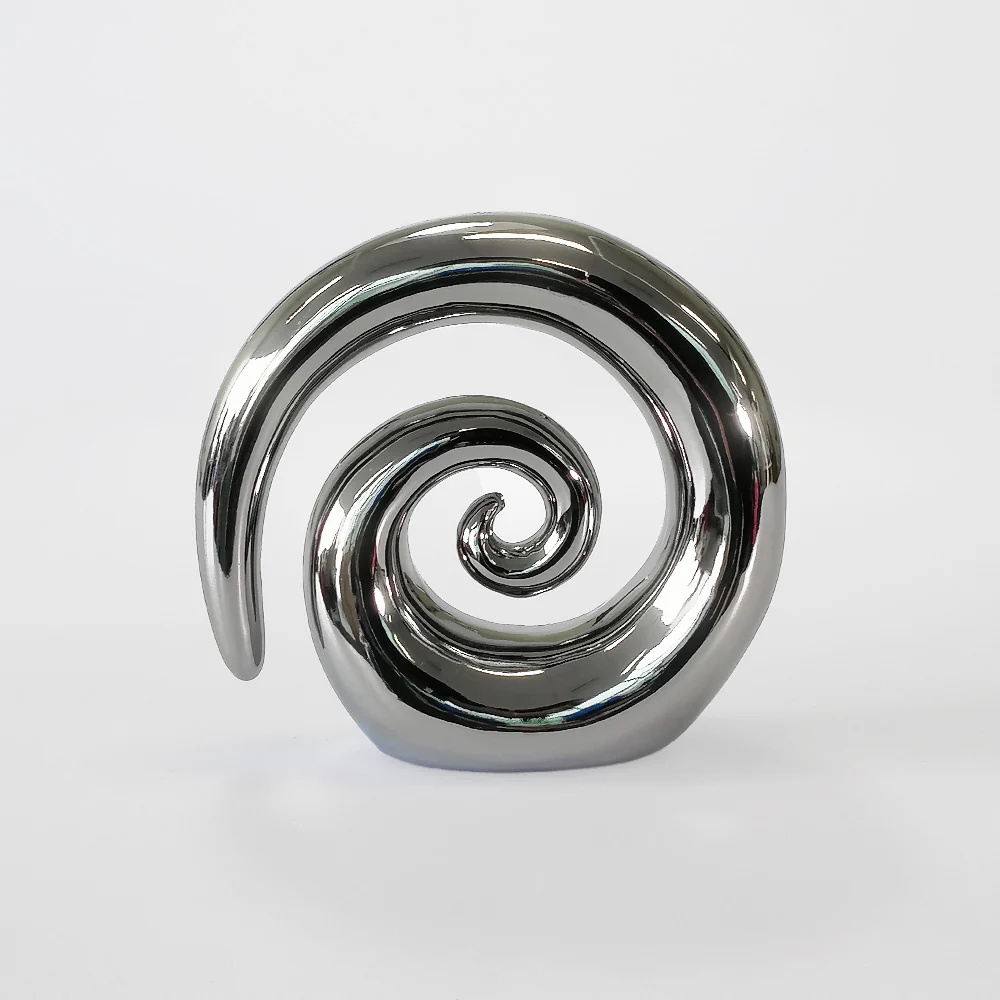 Silver Ceramic Swirl Koru - 11cm