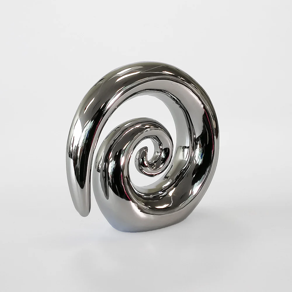 Silver Ceramic Swirl Koru - 11cm - Image 2