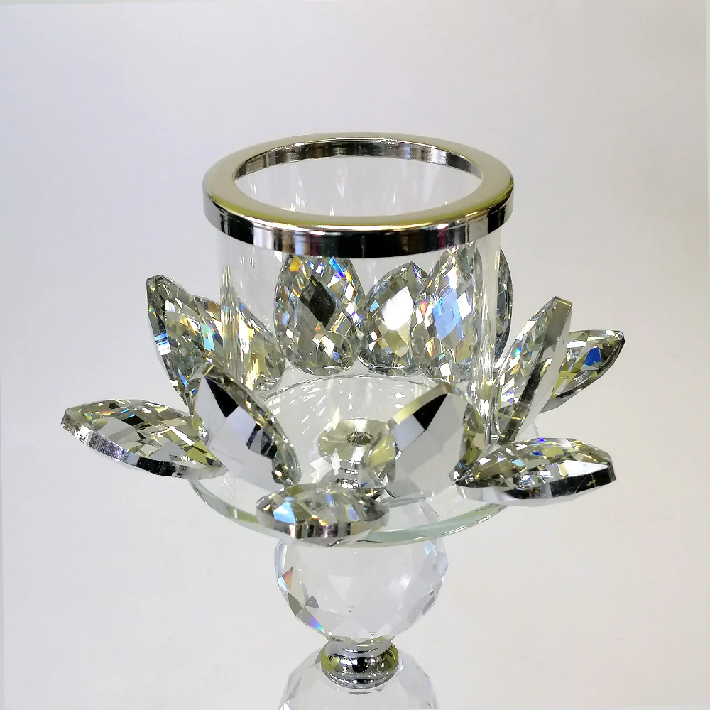 Silver Glass Flower Candle Stand - 23cm - Image 2