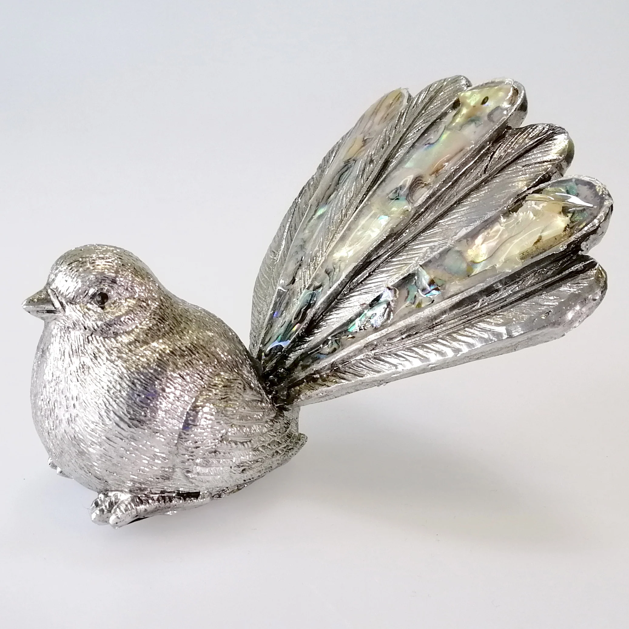 Silver-look Resin Fantail with Paua Highlights