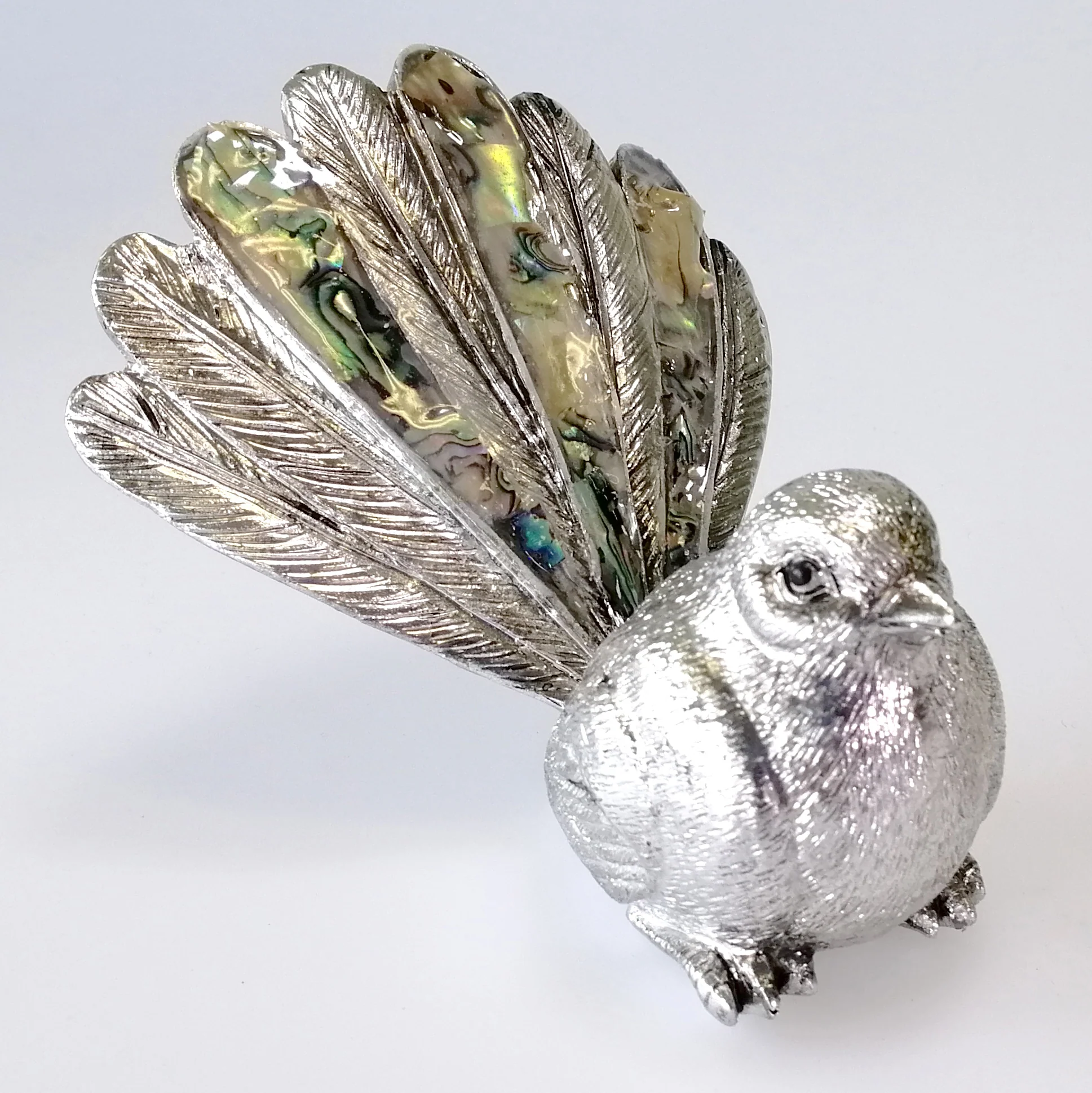 Silver-look Resin Fantail with Paua Highlights - Image 3