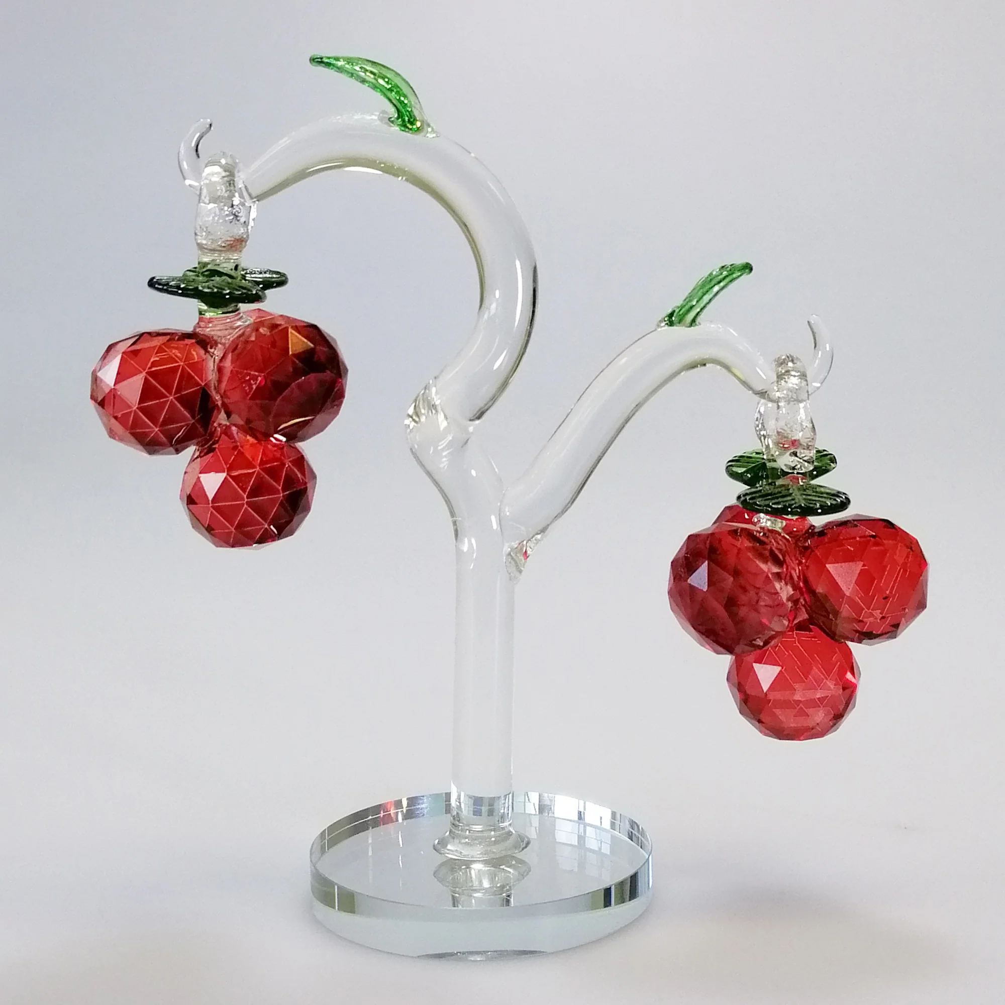 Small Cut Glass Red Apple Tree - Image 2