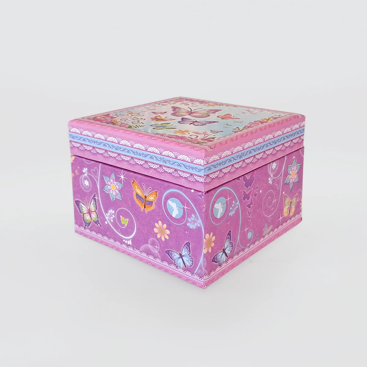 Square Music Box - 'Pink Butterflies' - Image 2