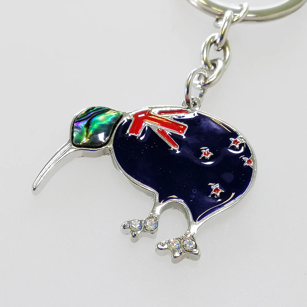 Stainless NZ Paua Kiwi - Keyring - Image 2