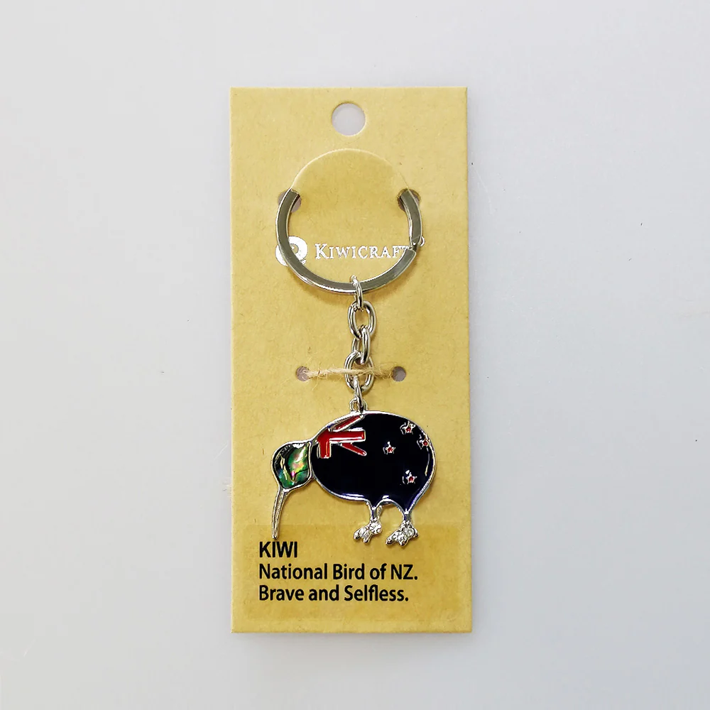 Stainless NZ Paua Kiwi - Keyring - Image 3