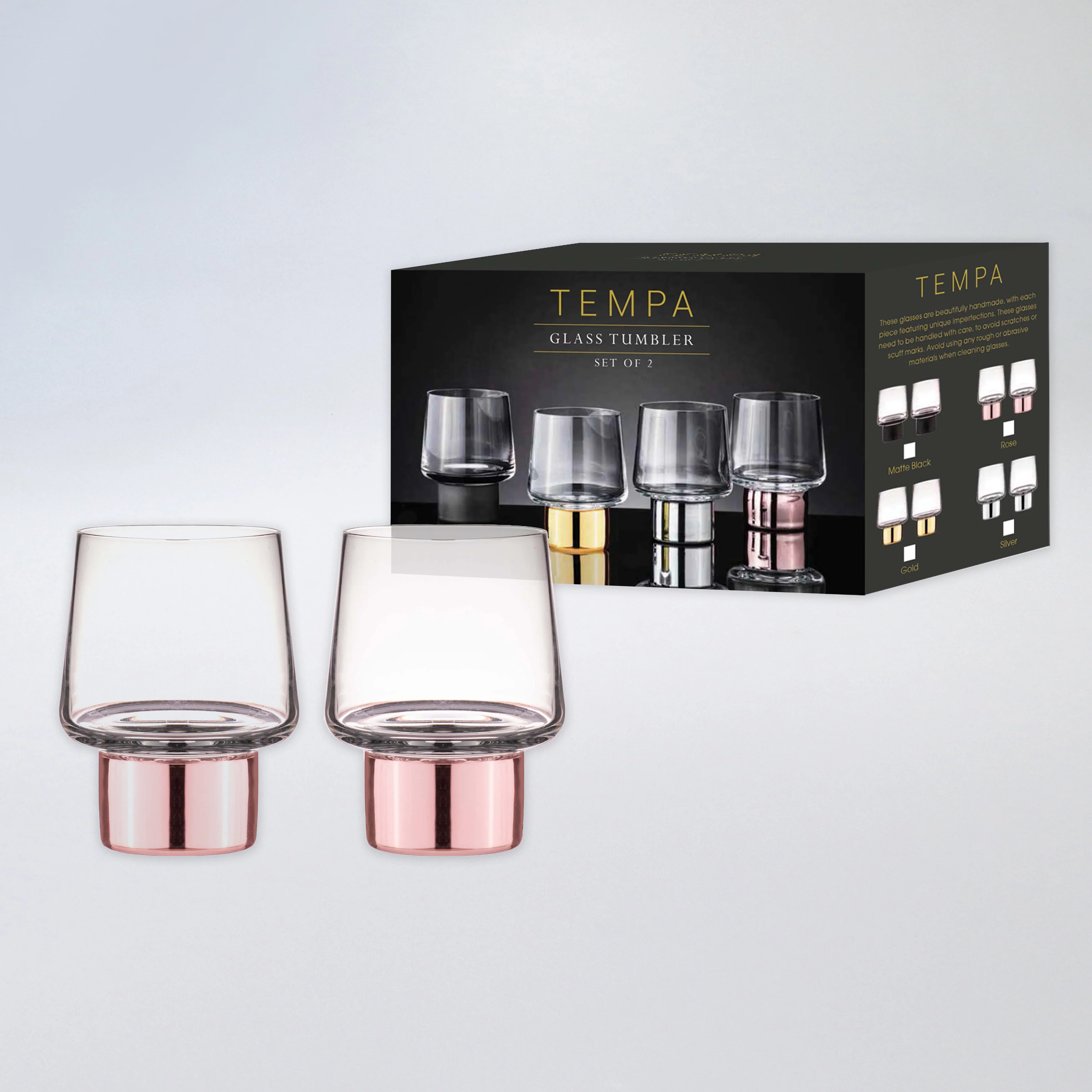 Tempa Aurora Glass Tumbler Set - Rose - Image 3