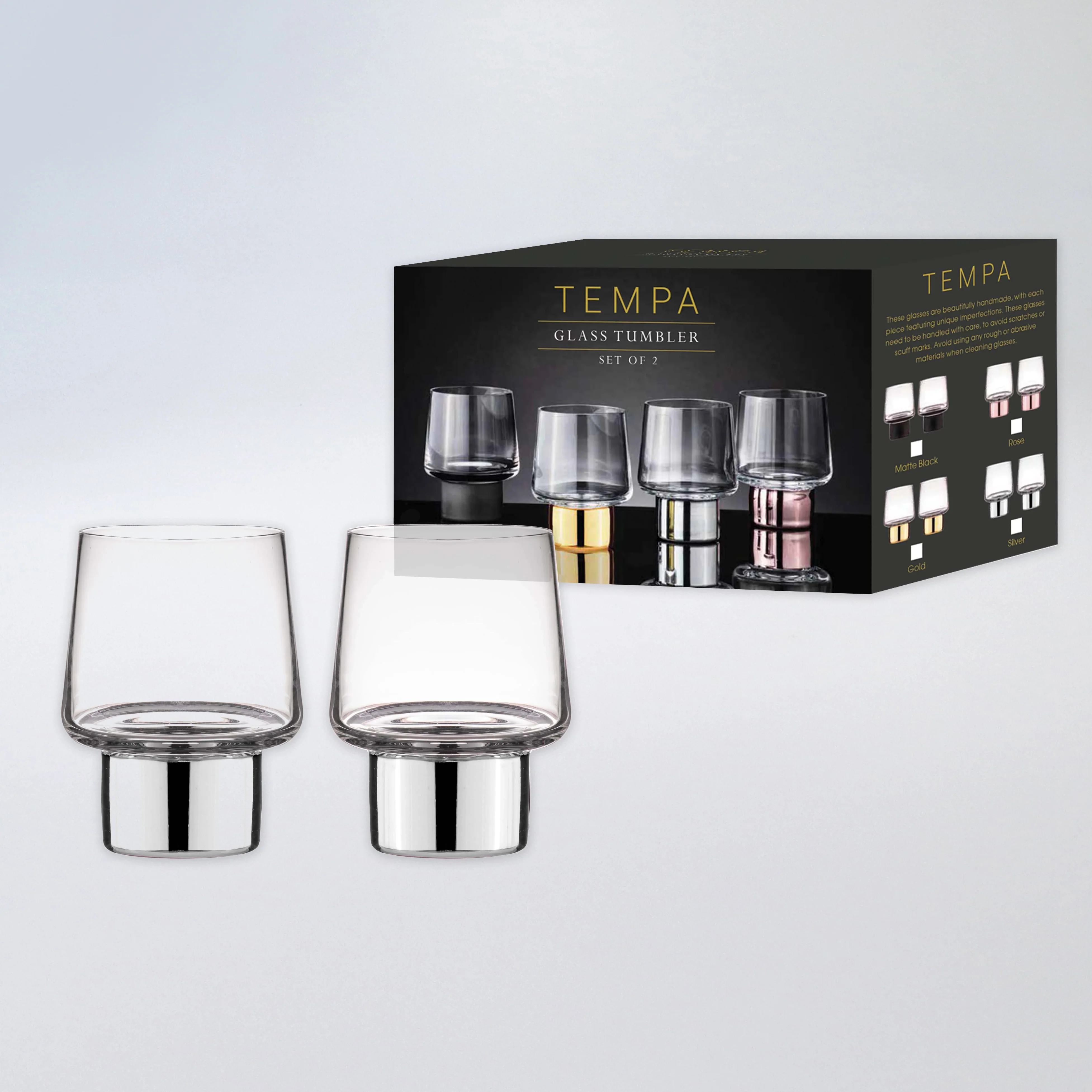 Tempa Aurora Glass Tumbler Set - Silver - Image 3