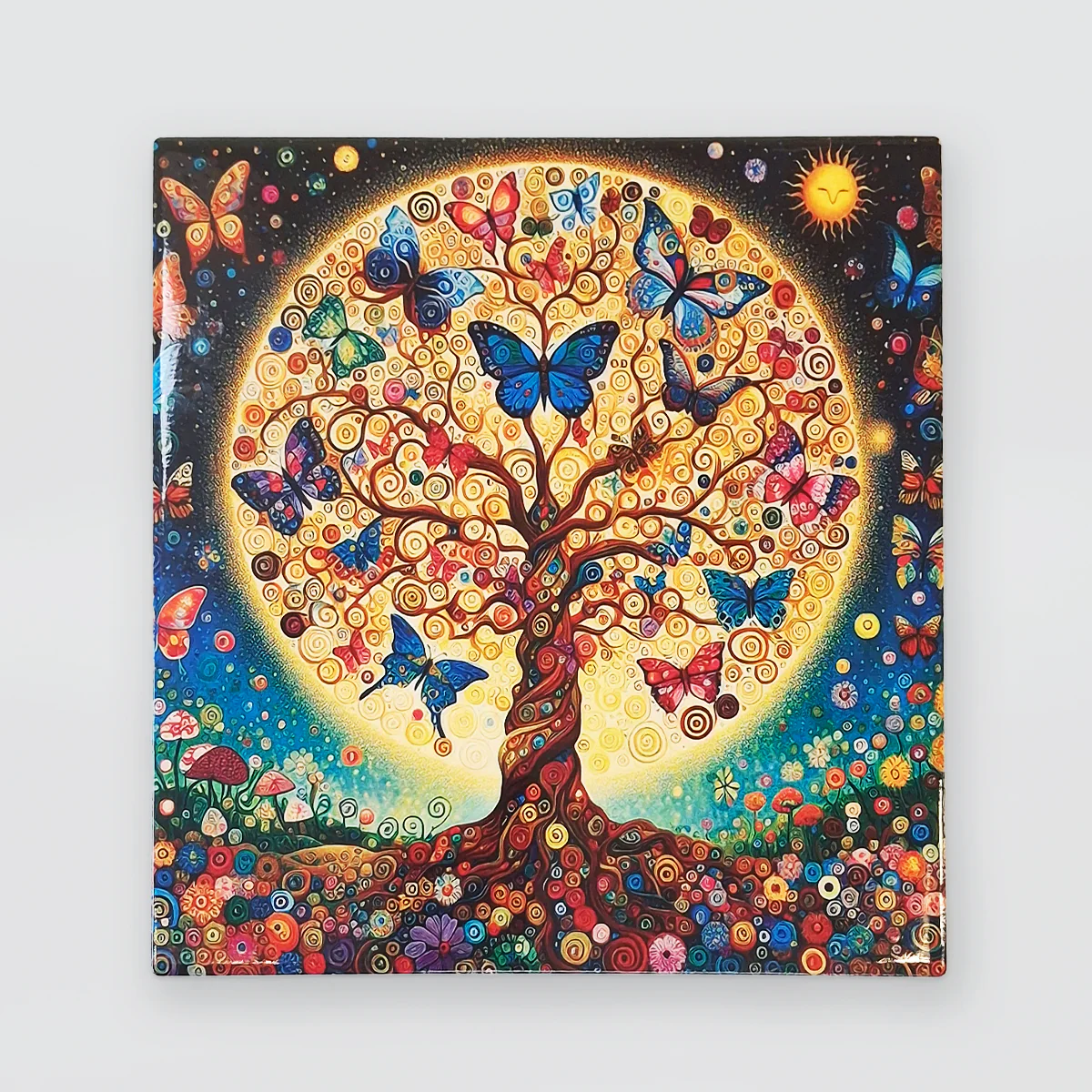 Tree Of Life With Butterflies - Ceramic Trivet