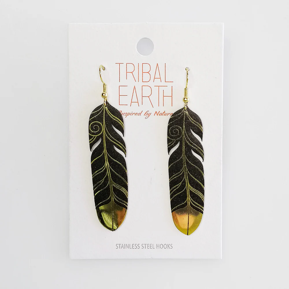 Tribal Earth' Feather Earrings Set