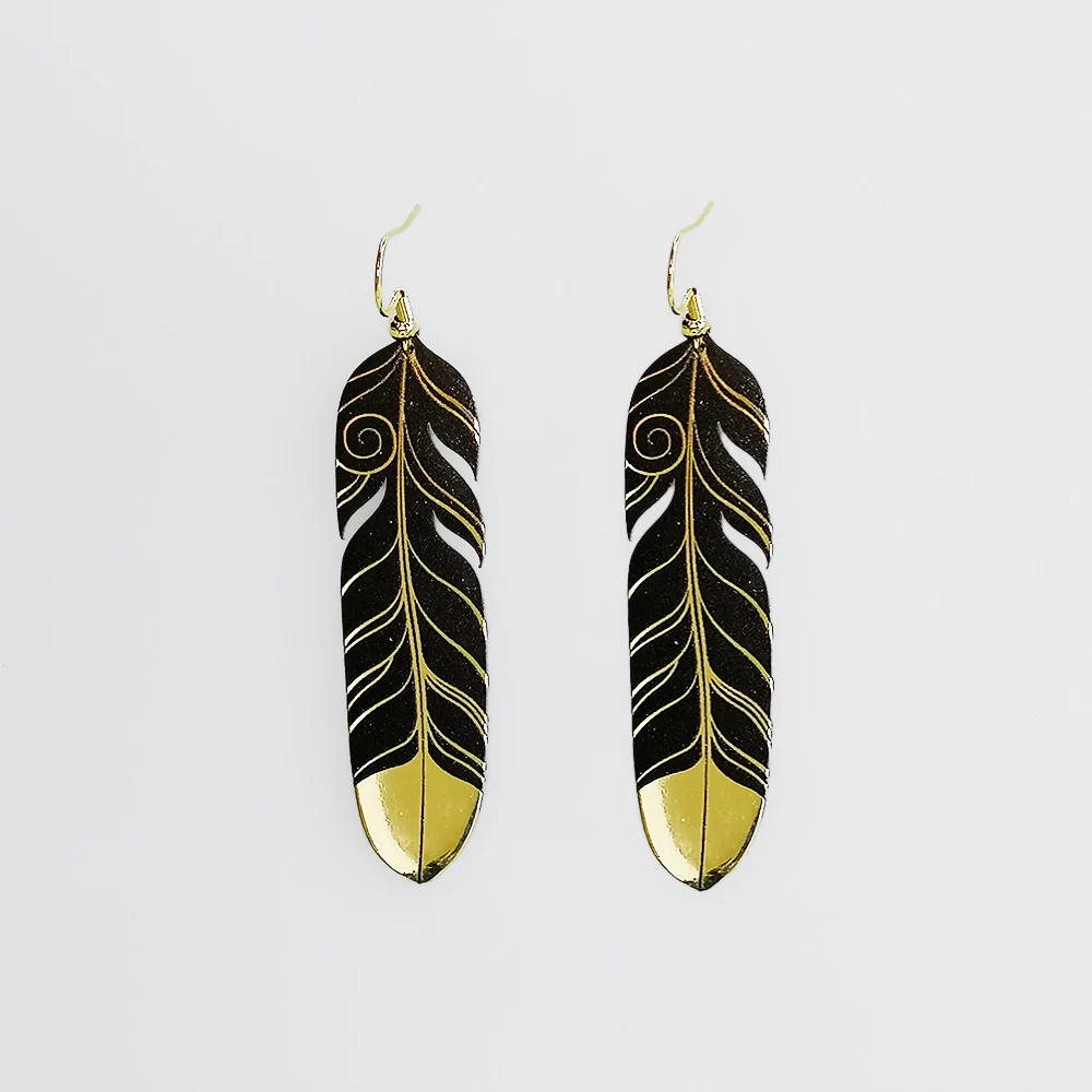 Tribal Earth' Feather Earrings Set - Image 2