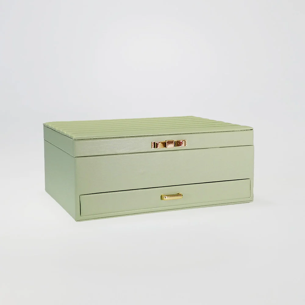 Two Tier With Gold Latches Jewellery Boxes - Image 2