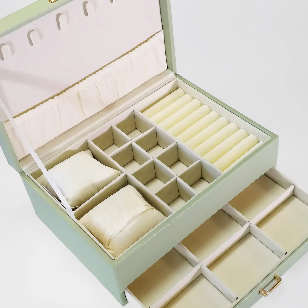 Two Tier With Gold Latches Jewellery Boxes - Image 3