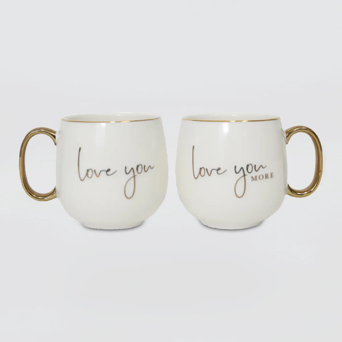 Wedding Mug Set - I Love You - White & Gold