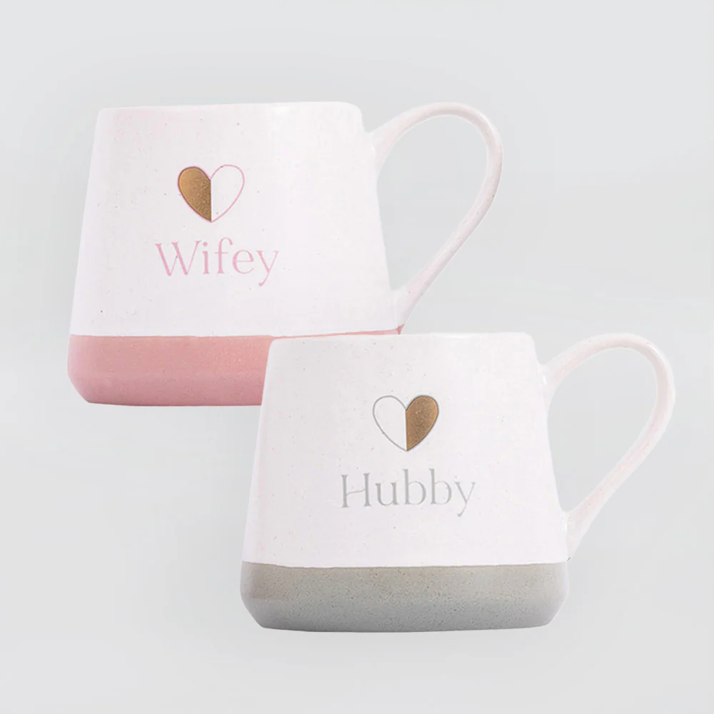 Wedding Mugs 'Wifey & Hubby' - Set/2